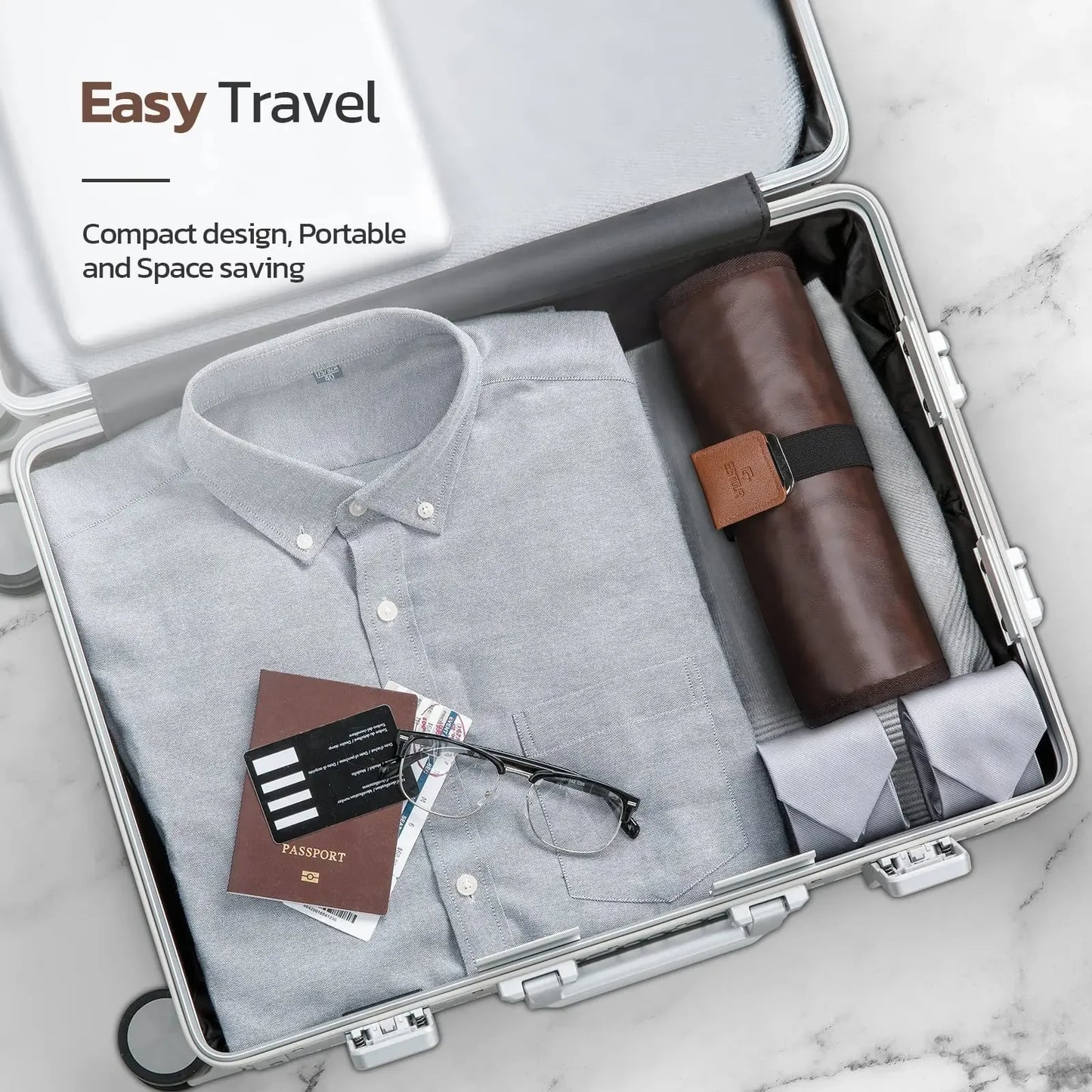 Neceser de piel premium para hombre - Kit de viaje resistente al agua