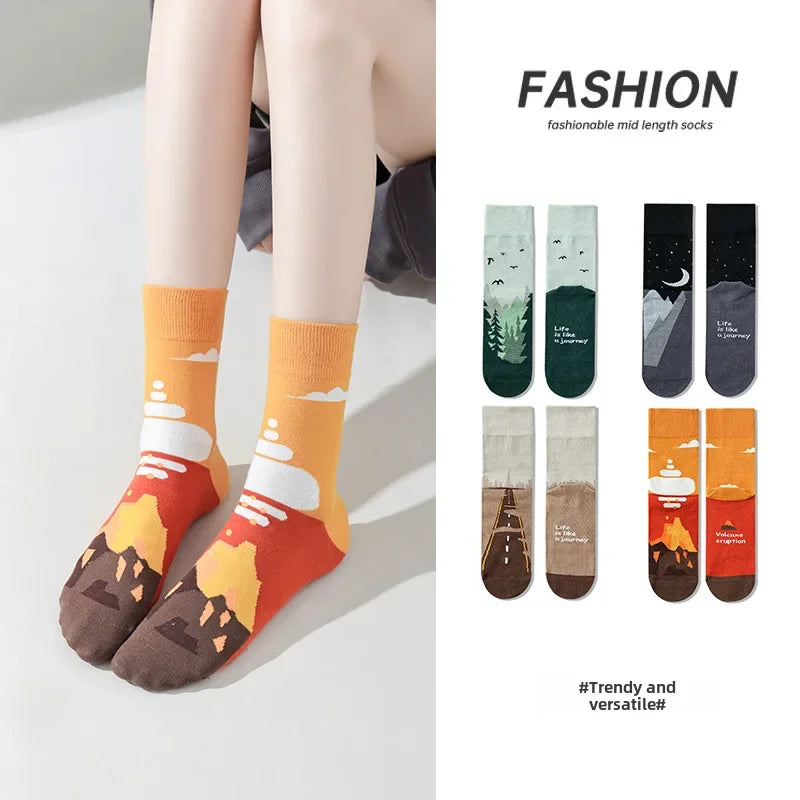 Adventure Ready Cotton Socks Breathable, Anti-Odor, Unisex Mid-Calf Style for Walking, Cycling & Riding
