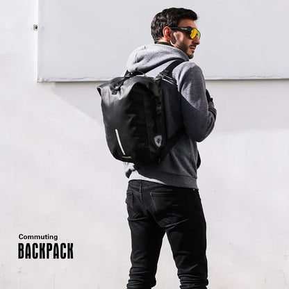 Waterproof Bike Pannier Bag 20L Rear Rack Travel & Shoulder Backpack