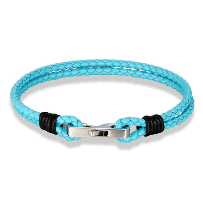 Pulsera de piel auténtica de 3 mm – Hebilla cuadrada de acero 316L | Estilo clásico para hombre