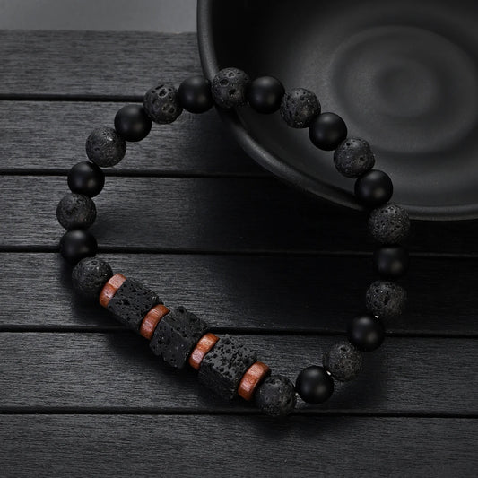 Surf Spirit Volcanic Lava Stone Bracelet - Natural Black Onyx Beads with Healing Properties