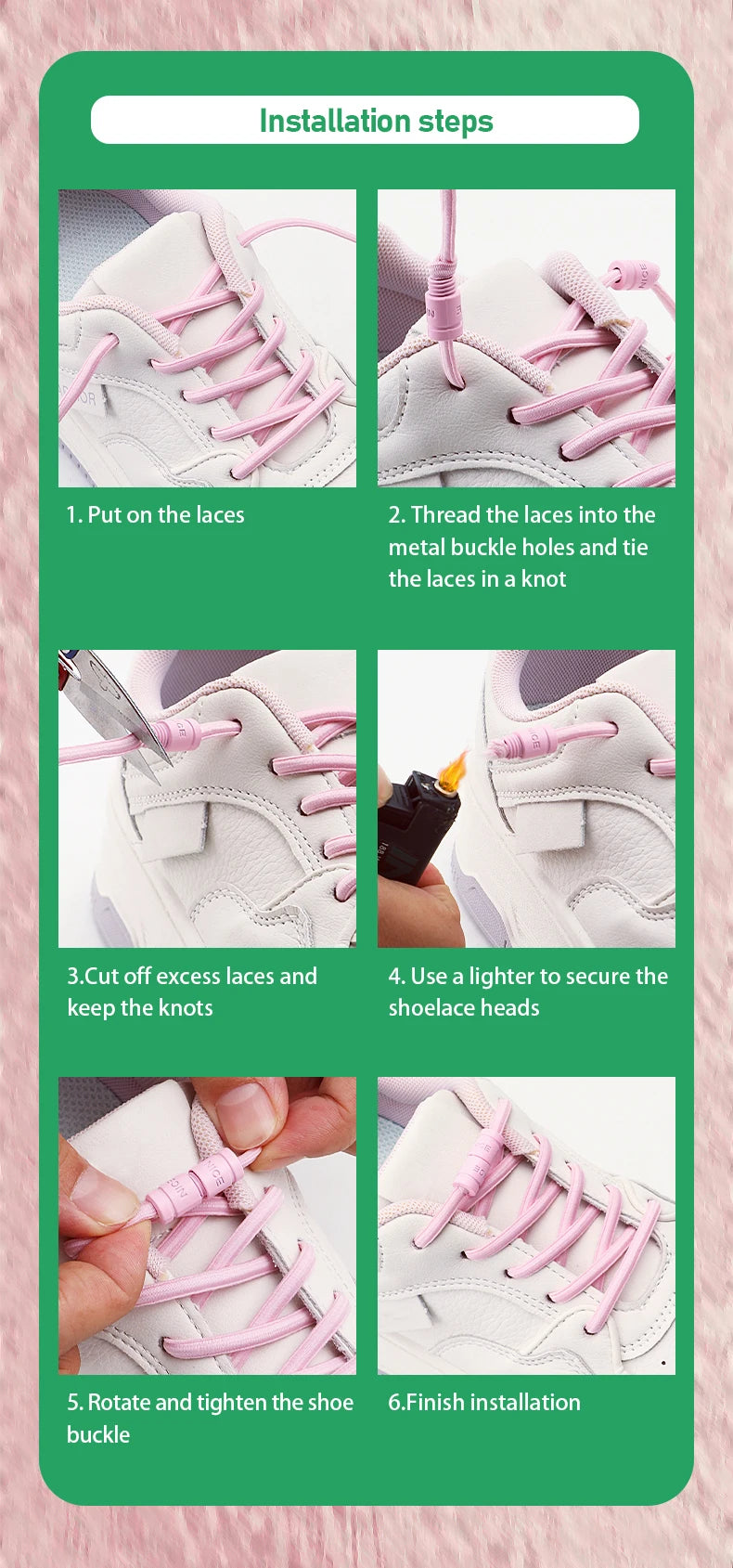 No-Tie Elastic Shoelaces with Color Buckle