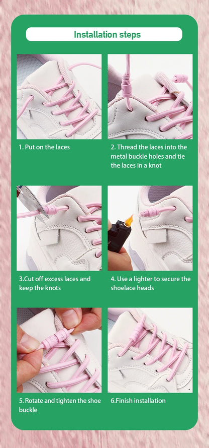 No-Tie Elastic Shoelaces with Color Buckle