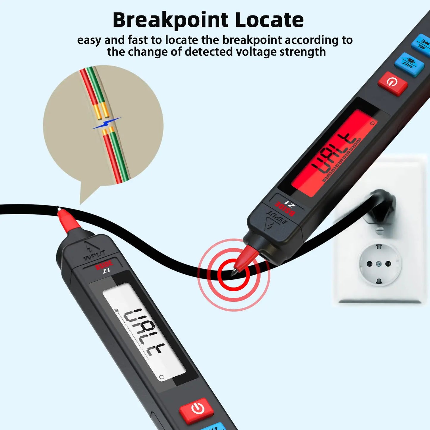 Digital multimeter, voltage detector, tester, contactless smart electric pen, NCV, live cable continuity test, Hz ohms, DC, AC meter