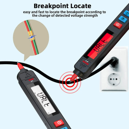 Digital multimeter, voltage detector, tester, contactless smart electric pen, NCV, live cable continuity test, Hz ohms, DC, AC meter