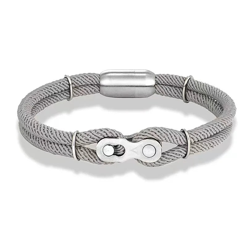 Biker Chain Magnetic Bracelet Rugged Rope & Rock Style