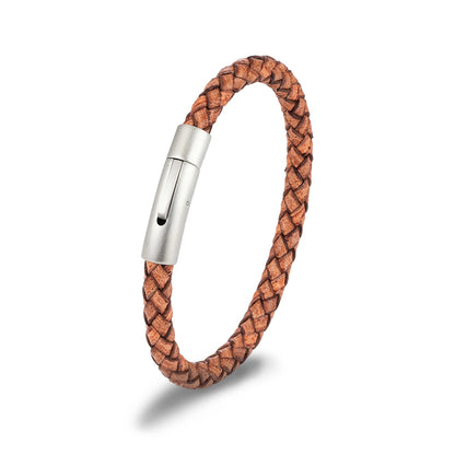 Pulsera de cuero trenzado con cierre magnético - Accesorio de golf premium