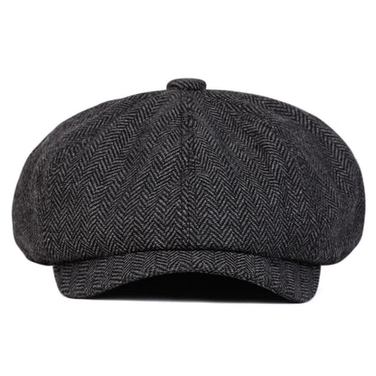 Retro Herringbone Newsboy Cap - British Painter's Beret Unisex