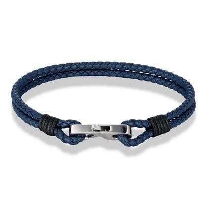 Pulsera de piel auténtica de 3 mm – Hebilla cuadrada de acero 316L | Estilo clásico para hombre
