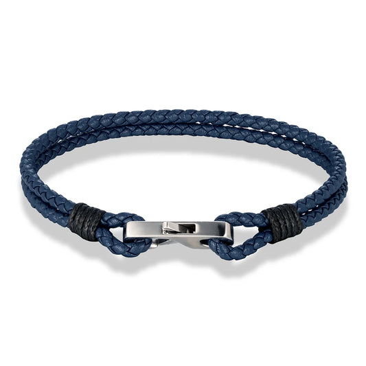Pulsera de piel auténtica de 3 mm – Hebilla cuadrada de acero 316L | Estilo clásico para hombre