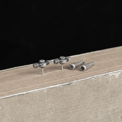 Artisan Hammer Stud Earrings 925 Silver