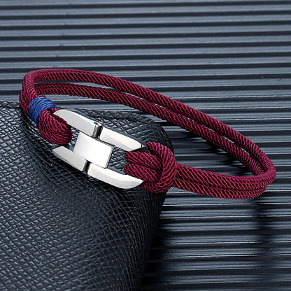 Pulsera de cuerda trenzada y ancla de acero – Estilo náutico para parejas