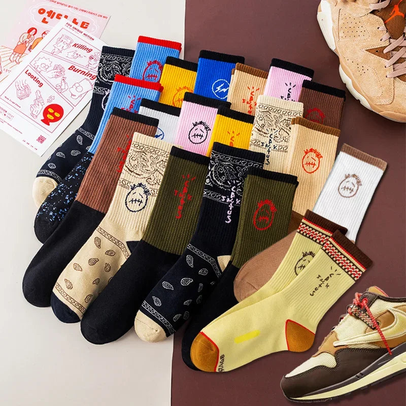 Bandana Graphic Crew Socks Cotton Blend, Unisex 36-43