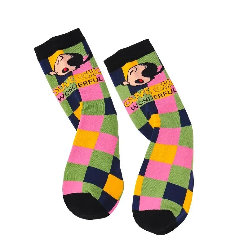 Calcetines de Algodón con Estampado de Dibujos Animados - Jacquard, 5 Diseños, Unisex EU 35-41