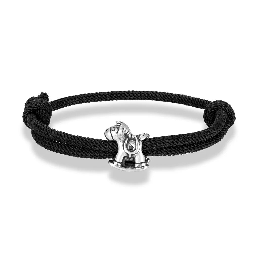 Equestrian Spirit Bracelet Stainless Steel Horse Charm on Adjustable Rope deideas