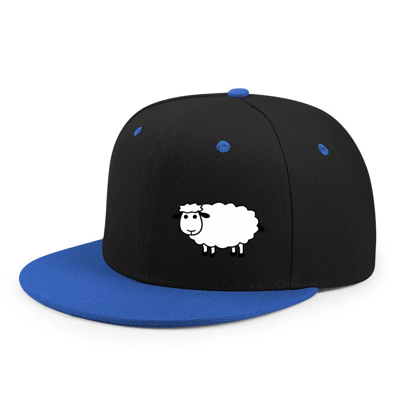 Sheep Pattern Baseball Cap - Adjustable Flat Brim Unisex Street Style Hat