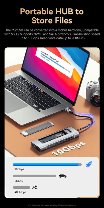 USB-C Hub 8-in-1 with SSD Storage - 4K HDMI, 100W PD, SD Card Reader | Universal Laptop Dock 2018+