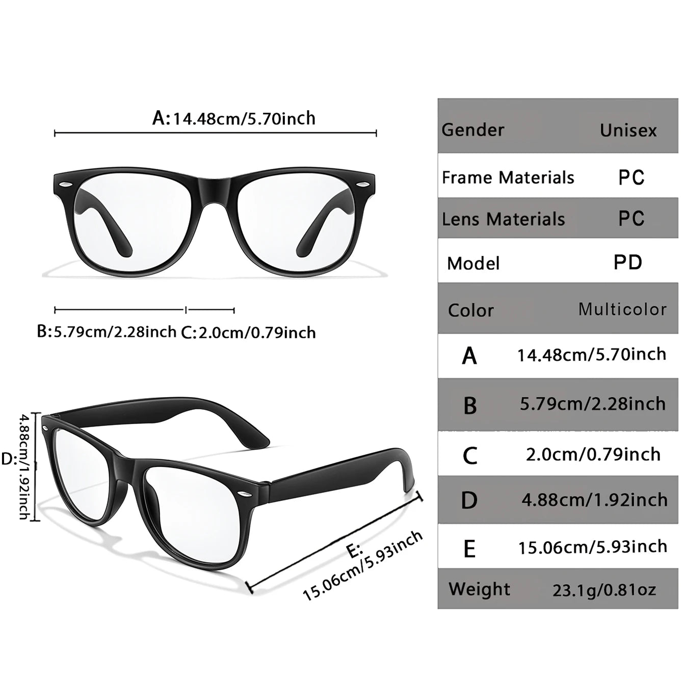 Gafas de Miopía Redondas Vintage - Policarbonato, Certificación CE, Graduación de 0 a -4.0