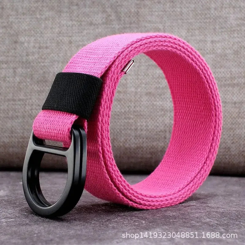 Striped Canvas Belt - Double Buckle Unisex (110-170cm)