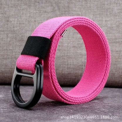 Striped Canvas Belt - Double Buckle Unisex (110-170cm)