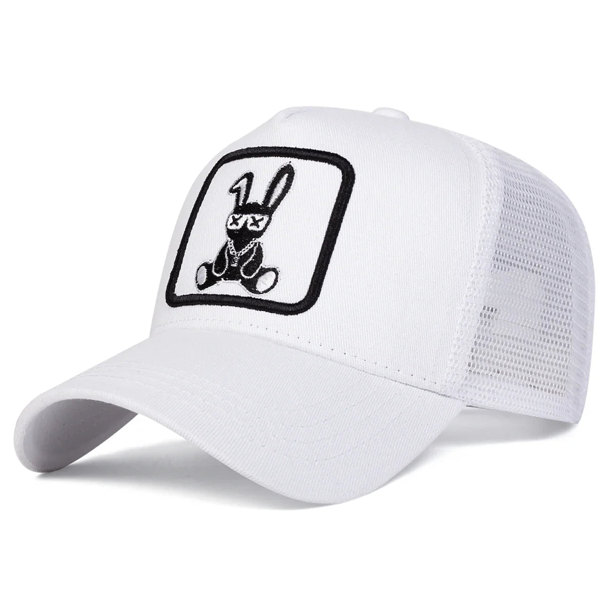 Rabbit Embroidery Baseball Cap - Mesh Trucker, Adjustable, Unisex