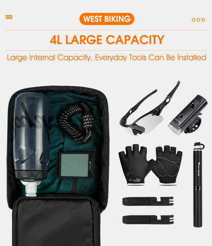 Bolsa de sillín impermeable 4L - Reflectante, cubierta para lluvia, 30x17x12cm, para bicicleta y motocicleta