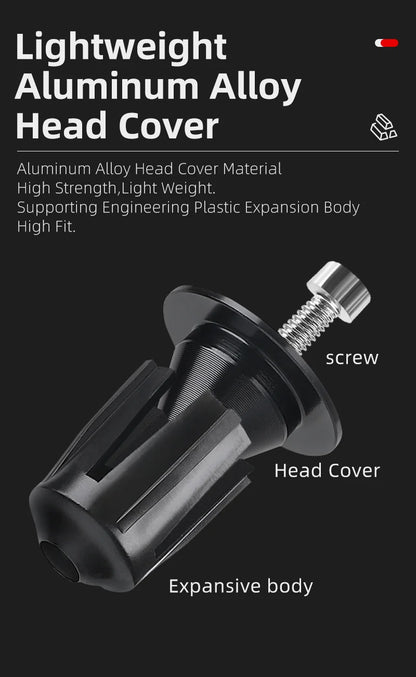 Aluminum Alloy Handlebar Bar End Plugs - 6061, Mechanical Expansion, 8 Colors