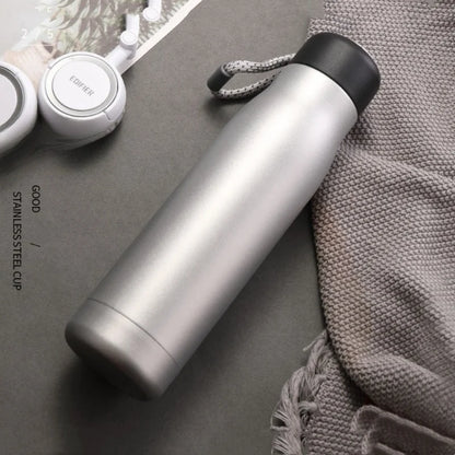 Vacuum Thermos Bottle - Stainless Steel, 550ml, Carry Rope, 5 Colors, Hot & Cold