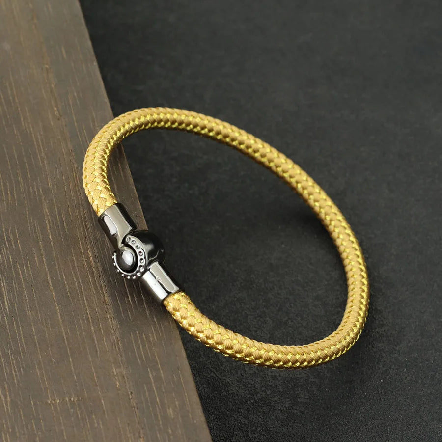 Outdoor Sports Cycling Mens Rope Bracelet Black Magnet Buckle Wrap Bangle Pulseira Corda Masculina Pulceras Hombres Elegante deideas