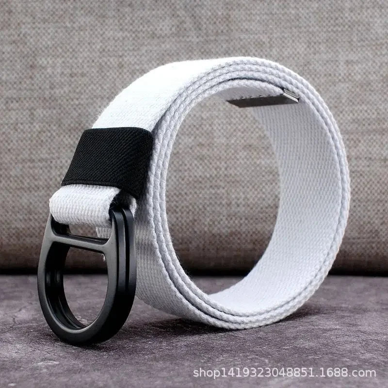 Striped Canvas Belt - Double Buckle Unisex (110-170cm)