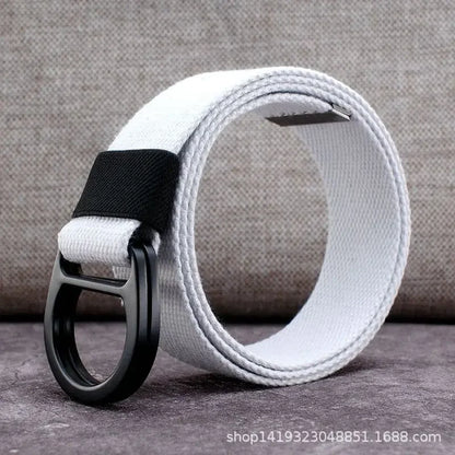 Striped Canvas Belt - Double Buckle Unisex (110-170cm)