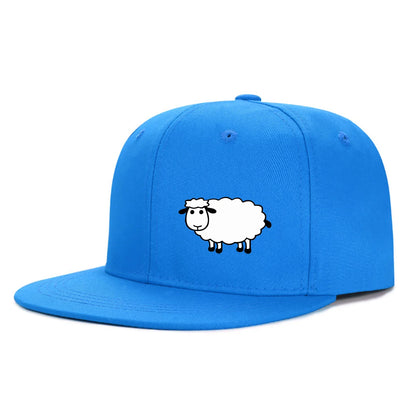 Sheep Pattern Baseball Cap - Adjustable Flat Brim Unisex Street Style Hat
