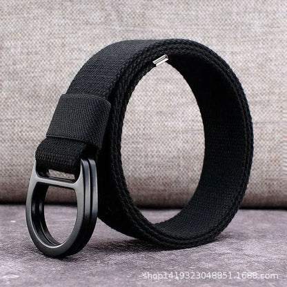 Striped Canvas Belt - Double Buckle Unisex (110-170cm)