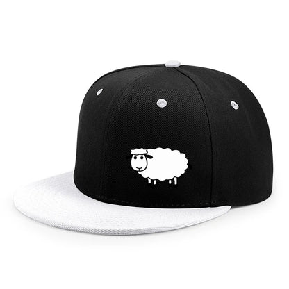 Sheep Pattern Baseball Cap - Adjustable Flat Brim Unisex Street Style Hat