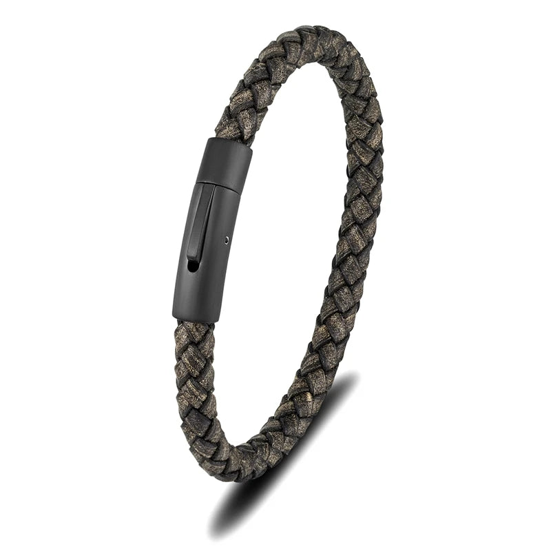 Pulsera de cuero trenzado con cierre magnético - Accesorio de golf premium