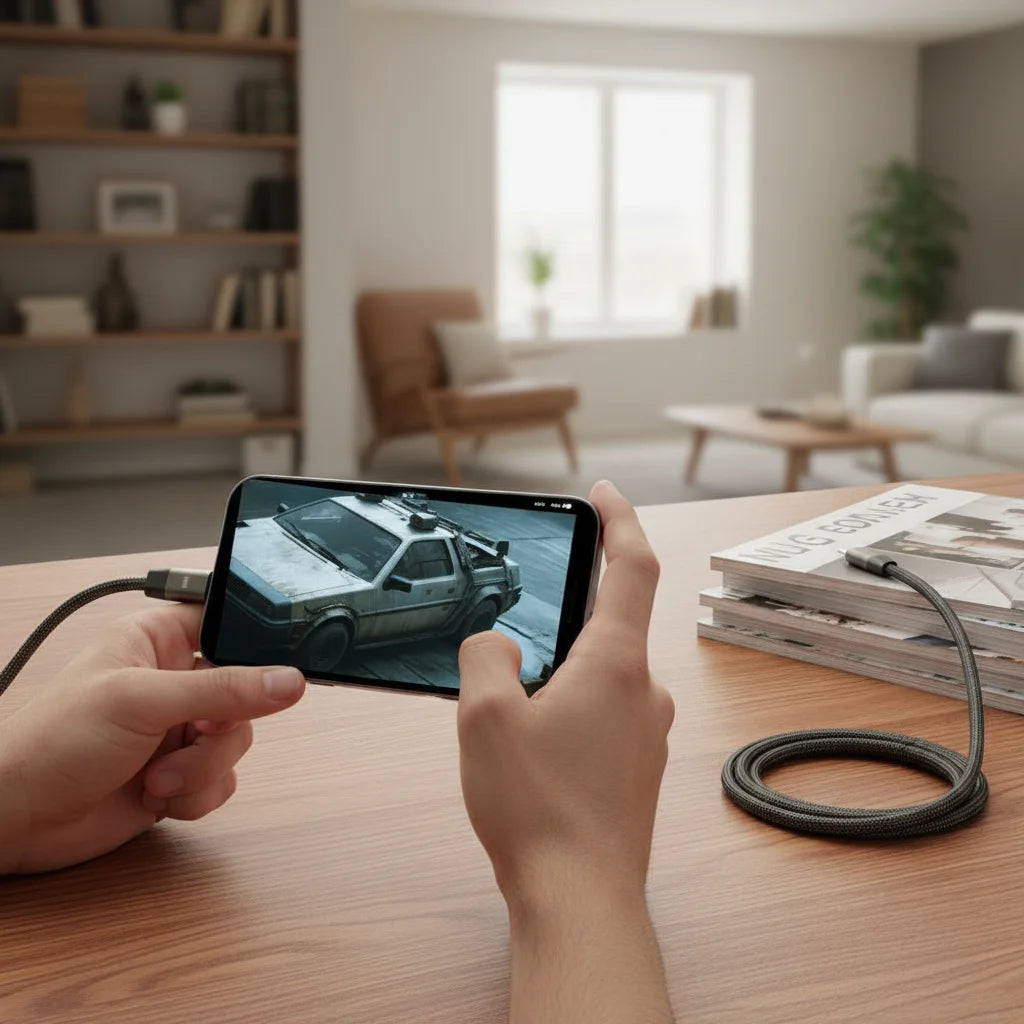 240W Fast Charging Cable 2-in-1 - Foldable Phone Stand & Data Cable Type-C USB-A