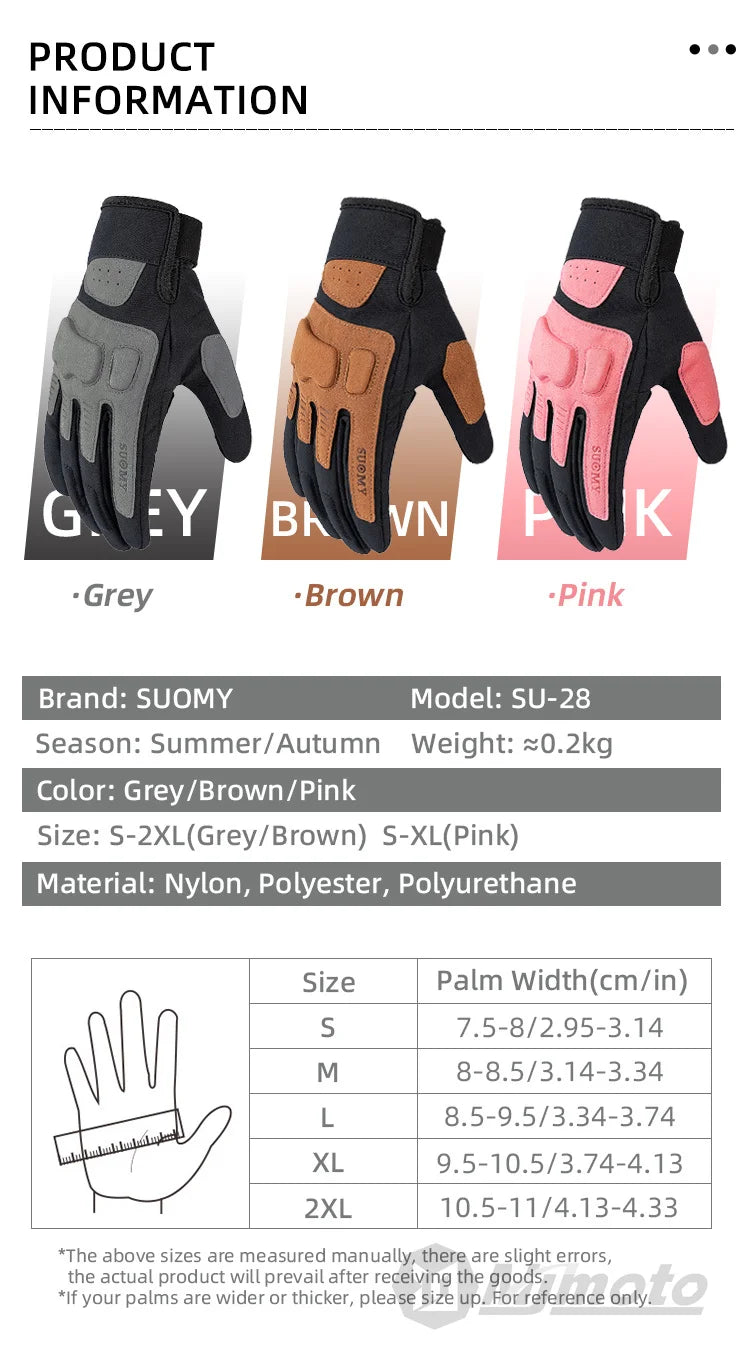 SUOMY Female Motorcycle Gloves Summer Breathable Non-slip Cycling Riding Glove Windproof Sensitive Touch Crashproof Lady Gloves deideas