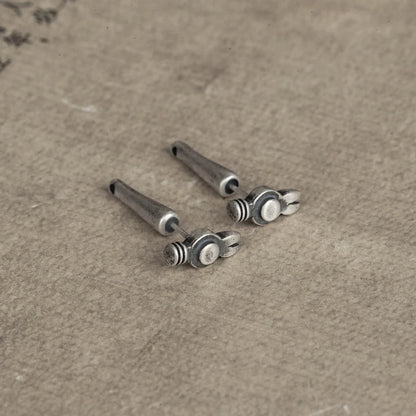 Artisan Hammer Stud Earrings 925 Silver