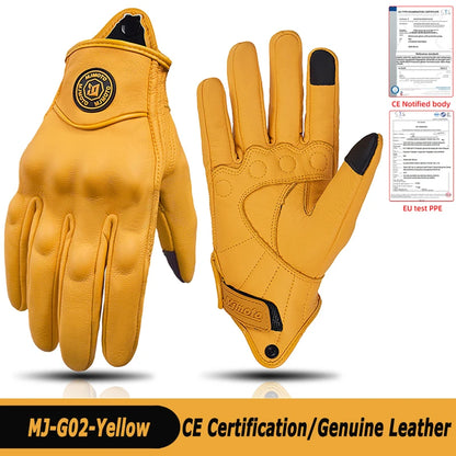 Classic Vintage Leather Riding Gloves Touchscreen, Unisex, Motorcycle & Cycling