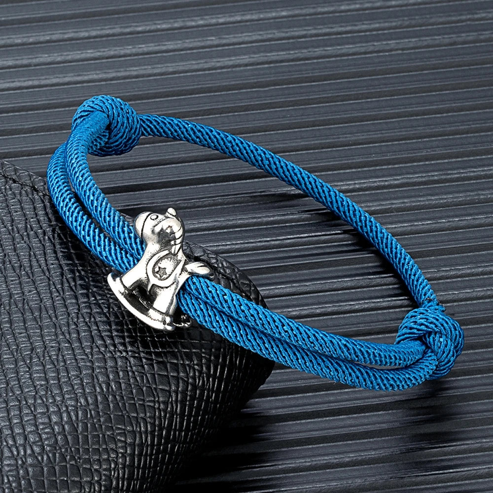 Equestrian Spirit Bracelet Stainless Steel Horse Charm on Adjustable Rope deideas