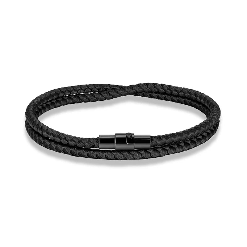 Focus Line Bracelet Minimalist Rope with Magnetic Steel Clasp