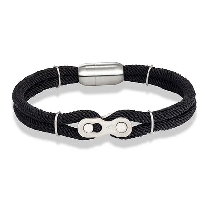Biker Chain Magnetic Bracelet Rugged Rope & Rock Style