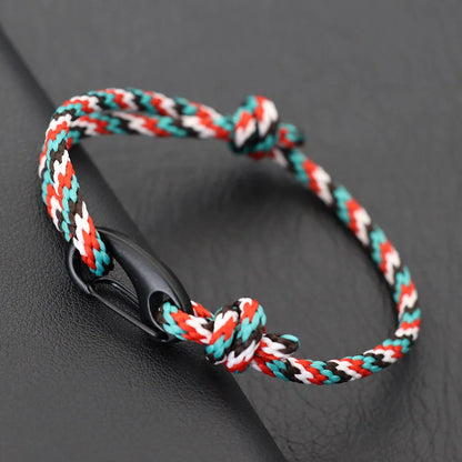 New Handmade Ethnic String Bracelet For Men Marine Fabric Nautical Braslet Black D Buckle Climbing Rope Braclet Beach Pulseria deideas