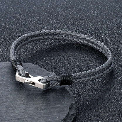 Pulsera de piel auténtica de 3 mm – Hebilla cuadrada de acero 316L | Estilo clásico para hombre