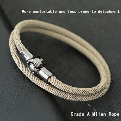 Simple Style Men Rope Bracelet Magnet Buckle Bilayer Outdoor Sports Nautical Braslet Pulseras Para Hombre Perfect Gift For Him deideas
