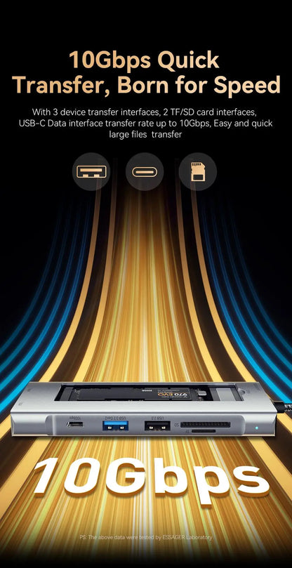 USB-C Hub 8-in-1 with SSD Storage - 4K HDMI, 100W PD, SD Card Reader | Universal Laptop Dock 2018+