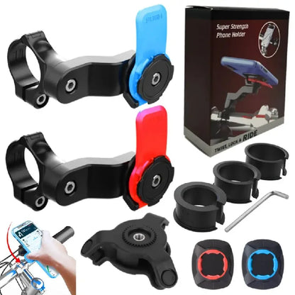Shockproof Bike & Motorcycle Phone Mount – Rotating Handlebar Holder | 4.7–7.2" (5 Configs)