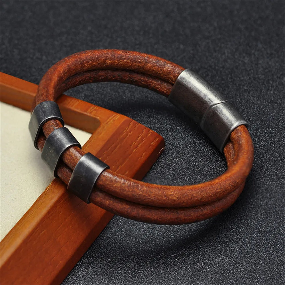 Equestrian Edge Vintage Double Strand Leather Bracelet