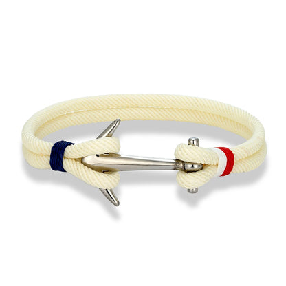 Nautical Steel Double Rope Anchor Bracelet Waterproof, Unisex & Adventure Ready