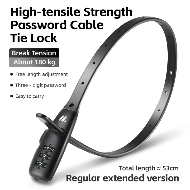 Candado de Combinación con Cable Portátil - Aleación de Zinc, 3 Dígitos, 31cm y 53cm, Casco y Bicicleta